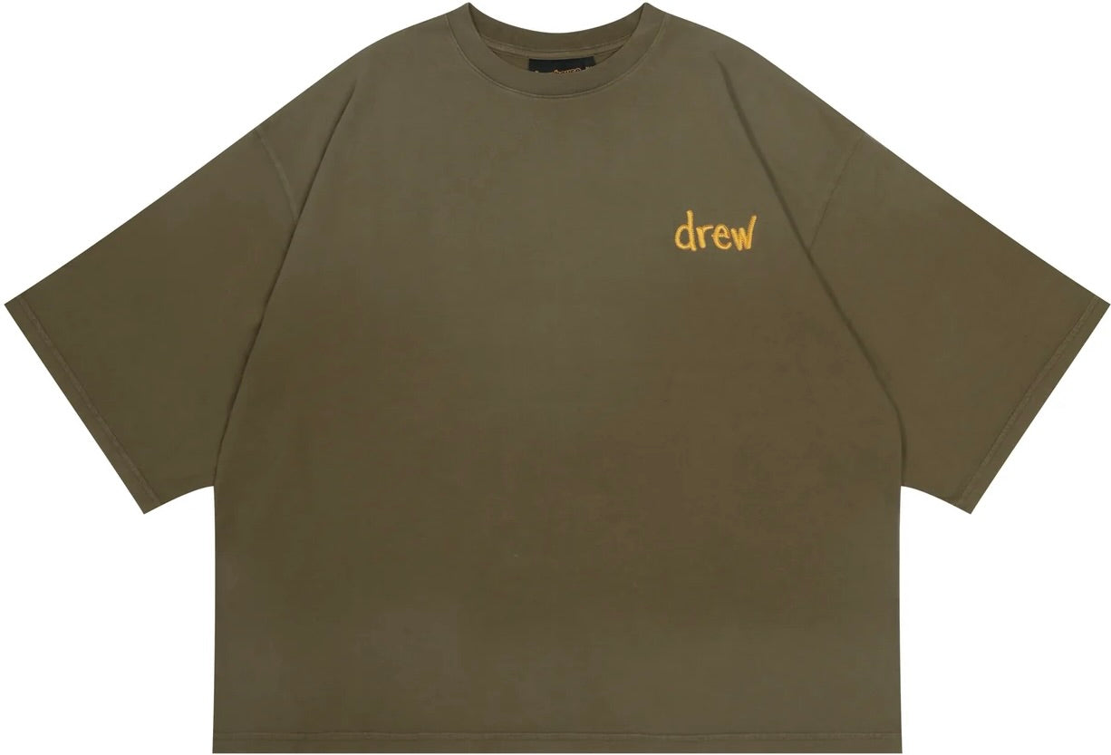 Drew House Scribble Boxy Short-Sleeve T-Shirt 'Faded Olive'