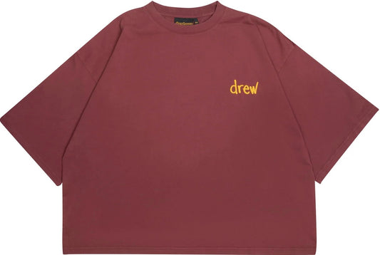 Drew House Scribble Boxy Short-Sleeve T-Shirt 'Faded Maroon'