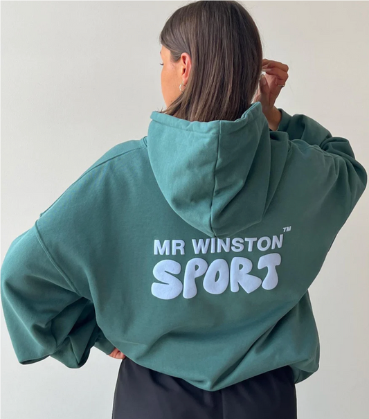 Mr Winston Co Puff Hooded Sweat 'Forest Green'