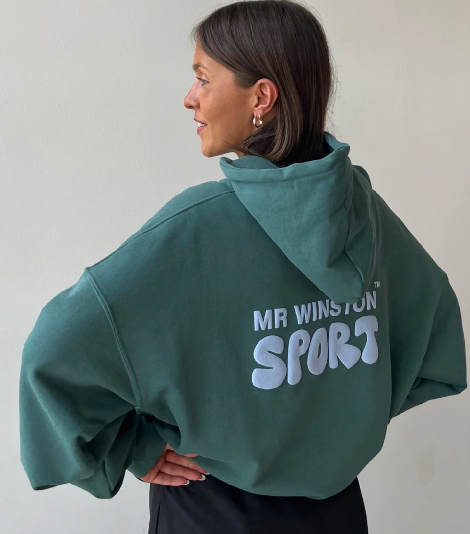 Mr Winston Co Puff Hooded Sweat 'Forest Green'