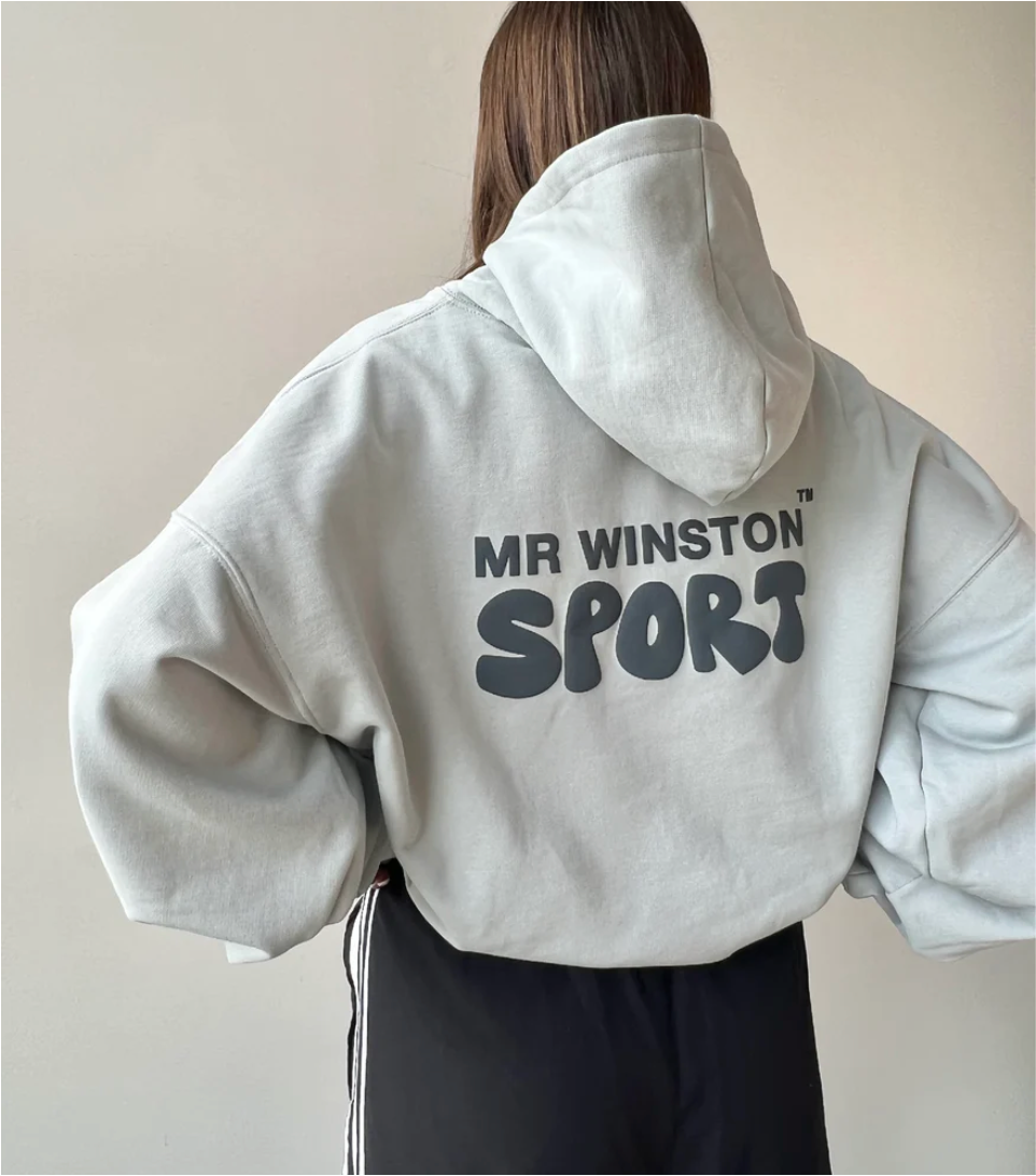 Mr Winston Co Puff Hooded Sweat 'Soft Grey'